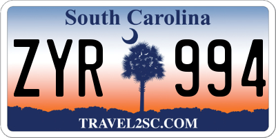 SC license plate ZYR994