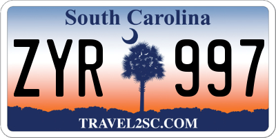 SC license plate ZYR997