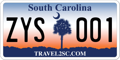 SC license plate ZYS001