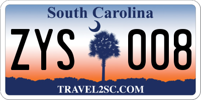 SC license plate ZYS008