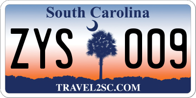 SC license plate ZYS009