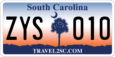 SC license plate ZYS010