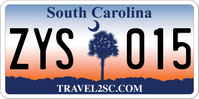 SC license plate ZYS015