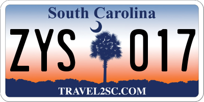 SC license plate ZYS017