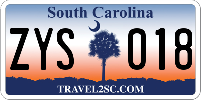 SC license plate ZYS018