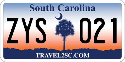 SC license plate ZYS021