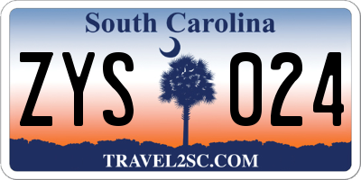 SC license plate ZYS024