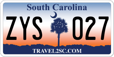 SC license plate ZYS027