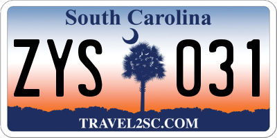 SC license plate ZYS031