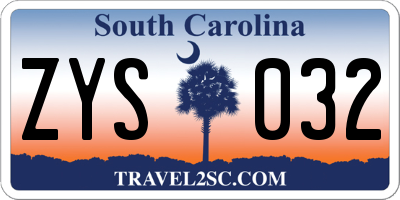 SC license plate ZYS032