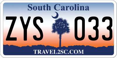 SC license plate ZYS033