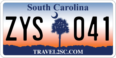 SC license plate ZYS041