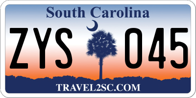 SC license plate ZYS045