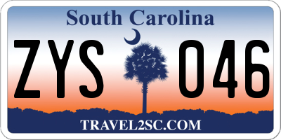 SC license plate ZYS046