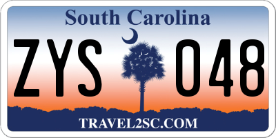 SC license plate ZYS048