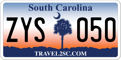 SC license plate ZYS050