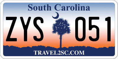 SC license plate ZYS051