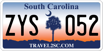 SC license plate ZYS052