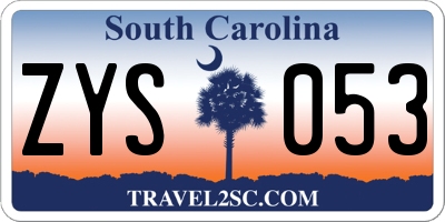 SC license plate ZYS053