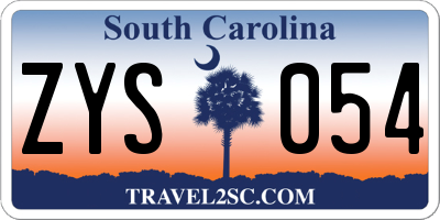 SC license plate ZYS054