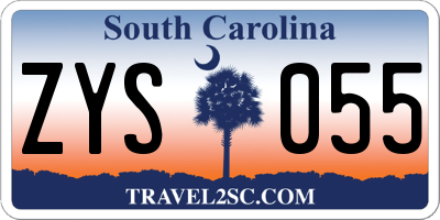 SC license plate ZYS055