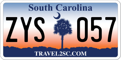 SC license plate ZYS057