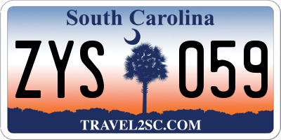 SC license plate ZYS059
