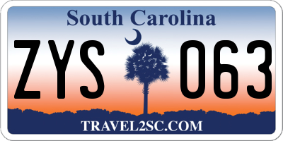SC license plate ZYS063