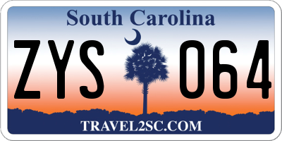 SC license plate ZYS064