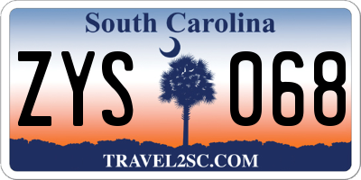 SC license plate ZYS068