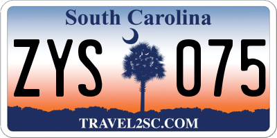 SC license plate ZYS075