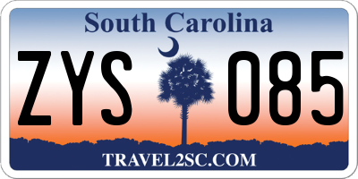 SC license plate ZYS085
