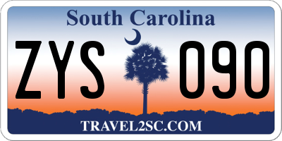 SC license plate ZYS090