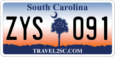 SC license plate ZYS091