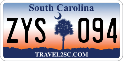 SC license plate ZYS094