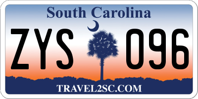 SC license plate ZYS096
