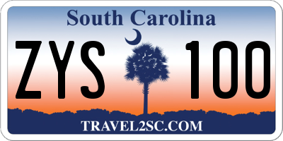 SC license plate ZYS100