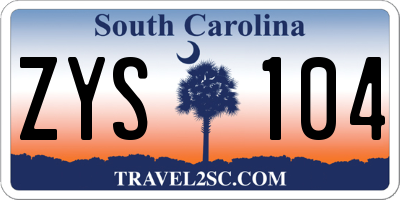 SC license plate ZYS104