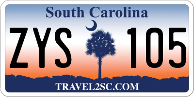 SC license plate ZYS105