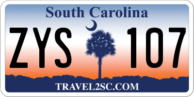 SC license plate ZYS107