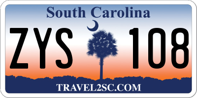 SC license plate ZYS108