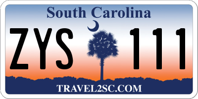 SC license plate ZYS111