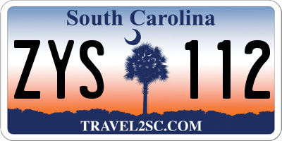 SC license plate ZYS112