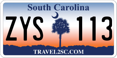 SC license plate ZYS113