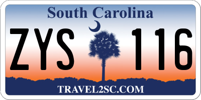 SC license plate ZYS116