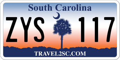 SC license plate ZYS117