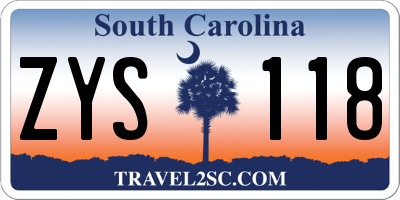 SC license plate ZYS118