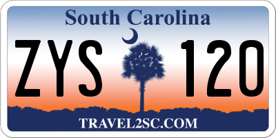 SC license plate ZYS120