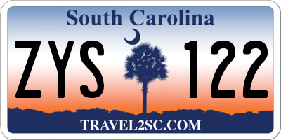 SC license plate ZYS122