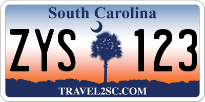 SC license plate ZYS123